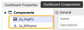 Image and Label components added to Dashboard Components and boxed with yellow highlight